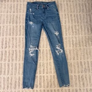 American Eagle Outfitters Light Blue Ripped Skinny Jeans